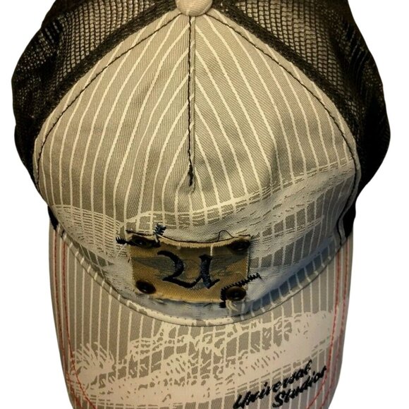 Universal Studios Cap Hat Gray Stripe Mesh Snap Back Florida Park Distressed - Picture 4 of 16
